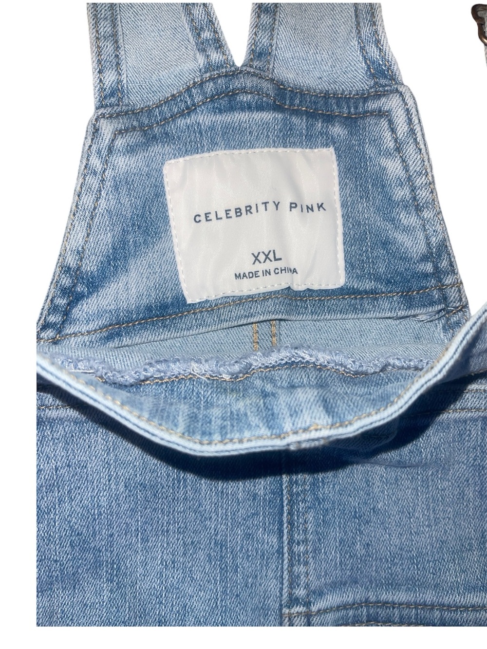 Light Wash Stretch Denim Overall Dress - Picture 4 of 5